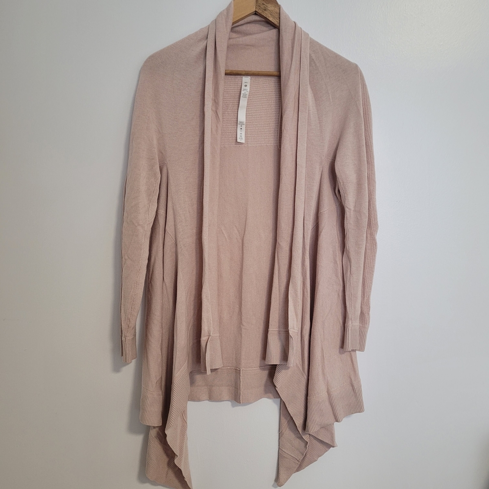 Lululemon Cashlu Meditation Knit Wrap Light Pink Cardigan Size M/L Cashmere